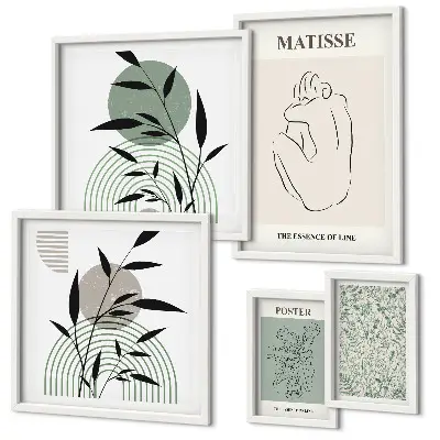 Framed photo set with stylish plant graphics