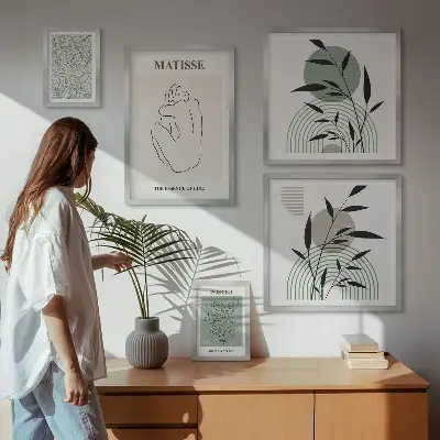 Framed photo set with stylish plant graphics