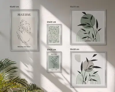 Framed photo set with stylish plant graphics