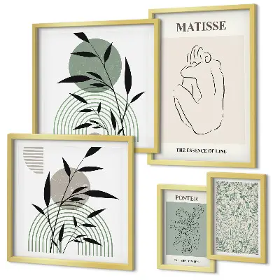 Framed photo set with stylish plant graphics