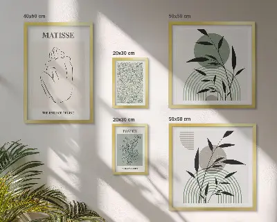 Framed photo set with stylish plant graphics