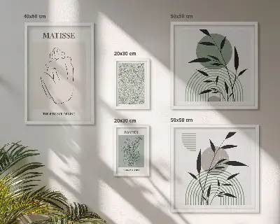 Framed photo set with stylish plant graphics