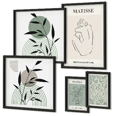 Framed photo set with stylish plant graphics