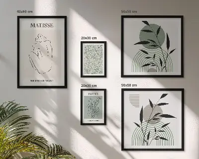 Framed photo set with stylish plant graphics