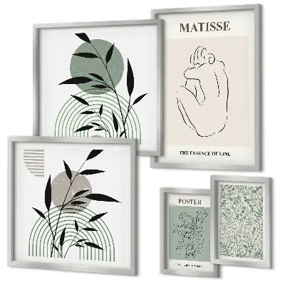 Framed photo set with stylish plant graphics