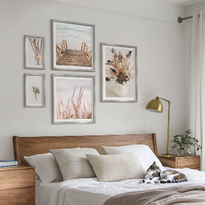 Framed photo set Stylish dried plants and water