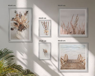 Framed photo set Stylish dried plants and water