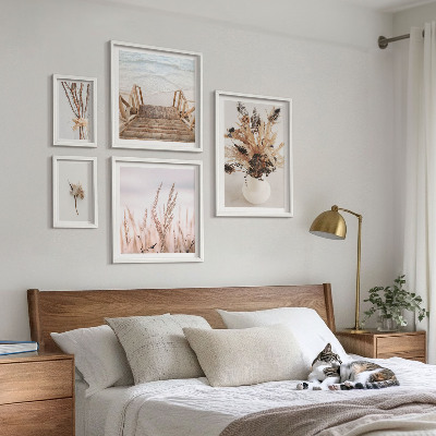 Framed photo set Stylish dried plants and water