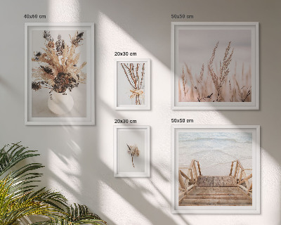 Framed photo set Stylish dried plants and water