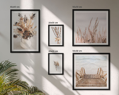 Framed photo set Stylish dried plants and water