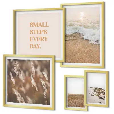 Gallery wall art set seaside landscapes and life quote prints