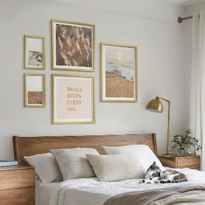 Gallery wall art set seaside landscapes and life quote prints