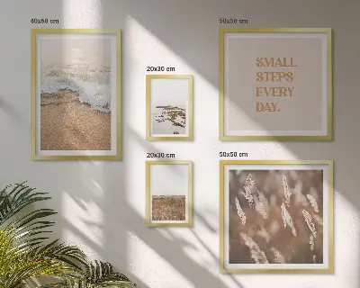 Gallery wall art set seaside landscapes and life quote prints