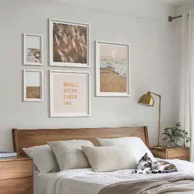 Gallery wall art set seaside landscapes and life quote prints