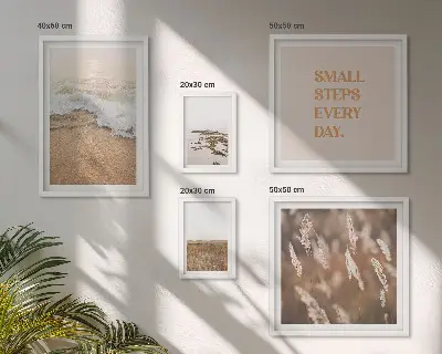 Gallery wall art set seaside landscapes and life quote prints
