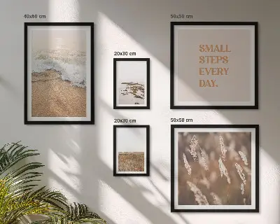 Gallery wall art set seaside landscapes and life quote prints