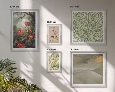 Set of 5 wall art pieces Flowers birds natural motifs