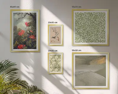 Set of 5 wall art pieces featuring flowers and bird motifs