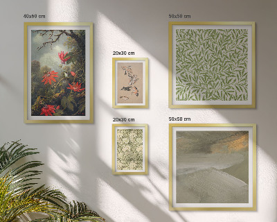 Set of 5 wall art pieces Flowers birds natural motifs