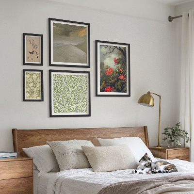 Set of 5 wall art pieces Flowers birds natural motifs