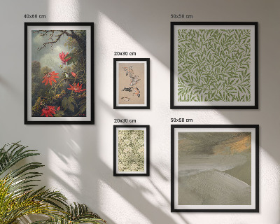 Set of 5 wall art pieces Flowers birds natural motifs