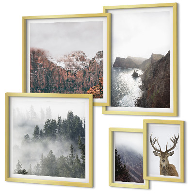 Set of 5 wall art pieces Wildlife landscapes