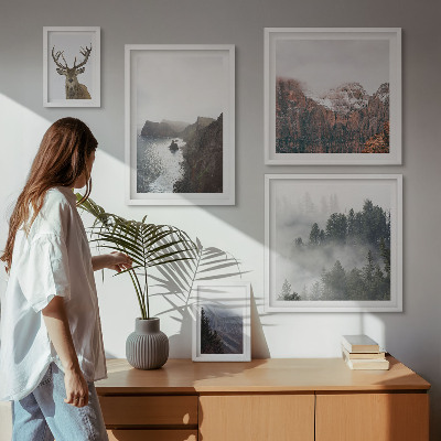 Set of 5 wall art pieces Wildlife landscapes