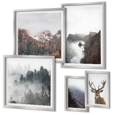 Set of 5 wall art pieces Wildlife landscapes
