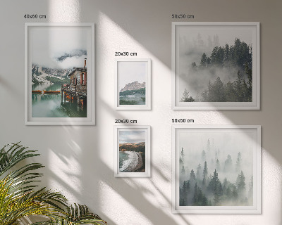 Set of 5 wall art pieces Mountain landscapes, cottages, water