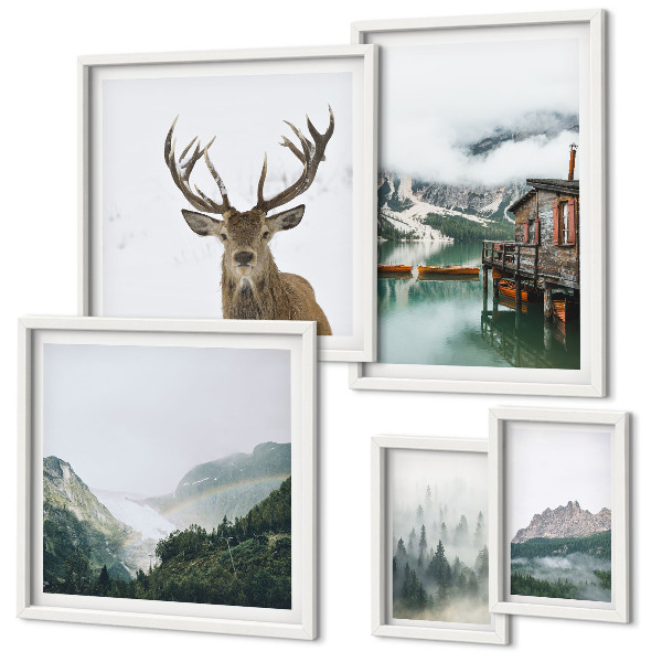 Set of 5 wall art pieces Mountain nature landscapes
