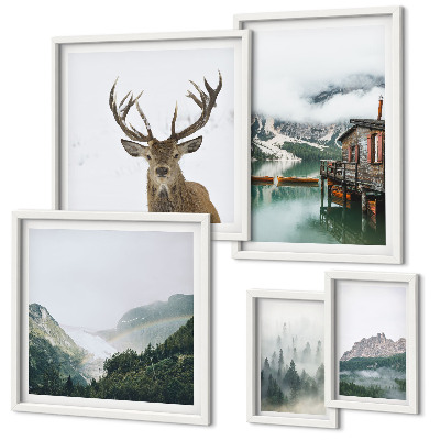 Set of 5 wall art pieces Mountain nature landscapes
