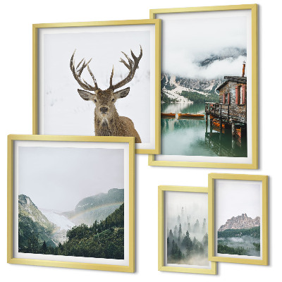 Set of 5 wall art pieces Mountain nature landscapes