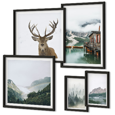 Set of 5 wall art pieces Mountain nature landscapes