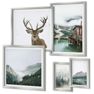 Mountain nature landscape wall art set of 5 pieces