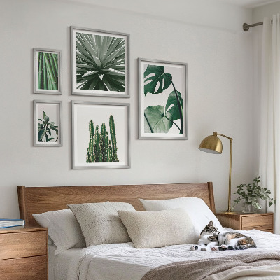 Set of 5 wall art pieces Green tropical indoor plants