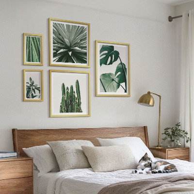 Set of 5 wall art pieces Green tropical indoor plants
