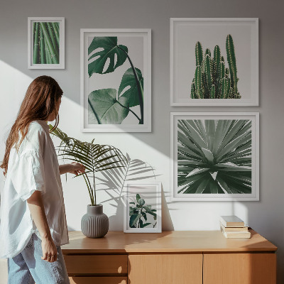 Set of 5 wall art pieces Green tropical indoor plants