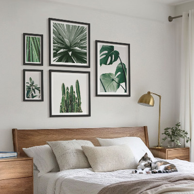 Set of 5 wall art pieces Green tropical indoor plants