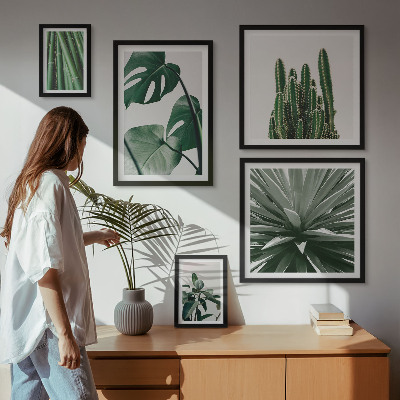 Set of 5 wall art pieces Green tropical indoor plants