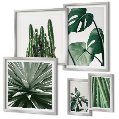 Set of 5 wall art pieces Green tropical indoor plants