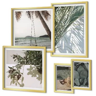Tropical relaxing plants gallery wall art set