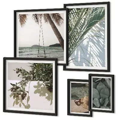 Tropical relaxing plants gallery wall art set