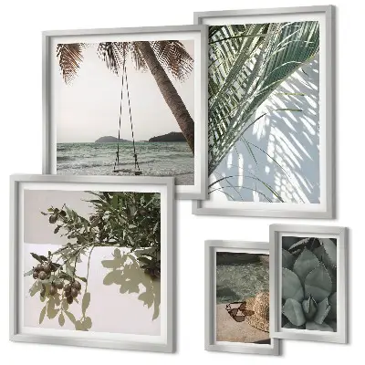 Tropical relaxing plants gallery wall art set
