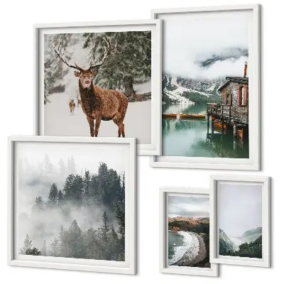 Nature wildlife mountains wall art set of 5 pieces