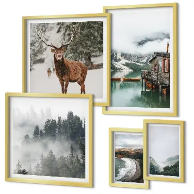 Nature wildlife mountains wall art set of 5 pieces