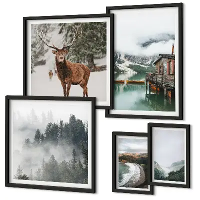 Nature wildlife mountains wall art set of 5 pieces