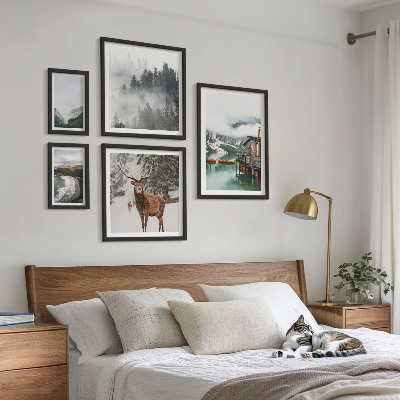 Set of 5 wall art pieces Nature wildlife mountains