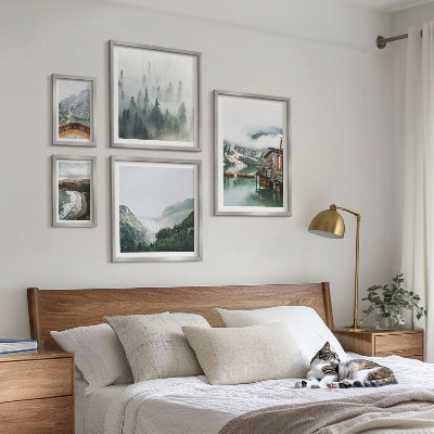 Framed photo set Mountain landscapes, houses, water