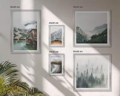 Framed photo set Mountain landscapes, houses, water