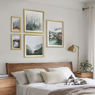 Framed photo set Mountain landscapes, houses, water